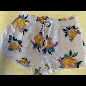 White Floral Shorts